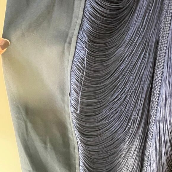 Cult Gaia Renata Silk Fringe Halter Gown Ink Navy Size Large - Picture 5 of 15